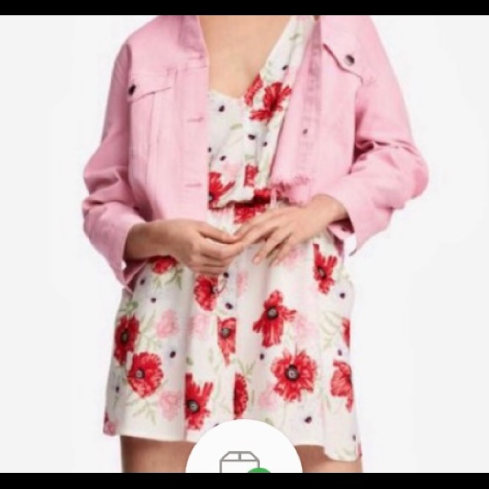 H&M Divided floral white pink jumpsuit romper